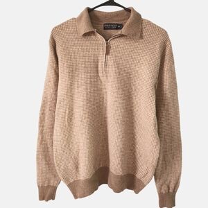 VTG Polo Golf Ralph Lauren lambswool quarter zip‎ sweater houndstooth men medium